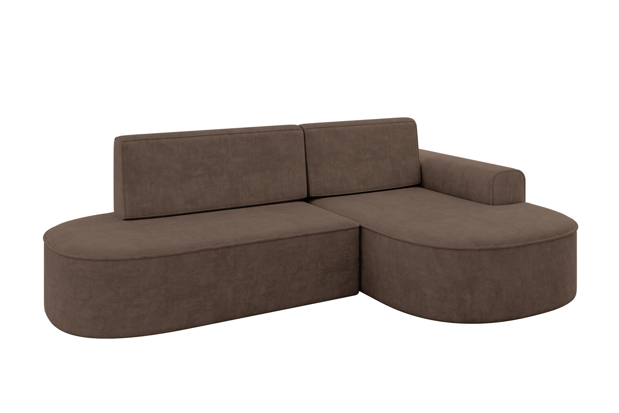 ECKSOFA mit Schlaffunktion und Bettkasten Ottomane Rechts MARI-L1-S - 283x167x85 cm Braun Velours - Schwarz/Bronzefarben, Holzwerkstoff/Kunststoff (167/283cm) - ALTDECOR