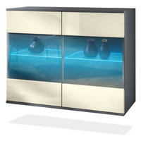 KOMMODE Bari Creme Hochglanz - Creme, Holzwerkstoff (92.5/73.5/35cm) - Vladon