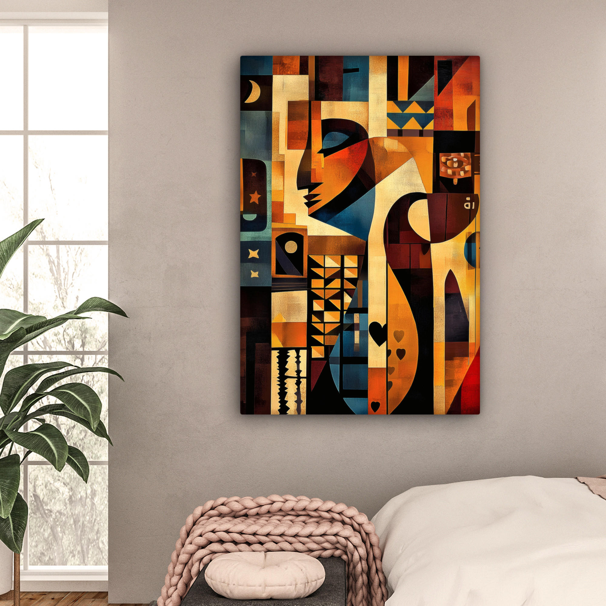 LEINWANDBILD Figuren - Abstrakt - Symbole 80x120 cm - Terracotta, Textil (80/120cm) - MuchoWow