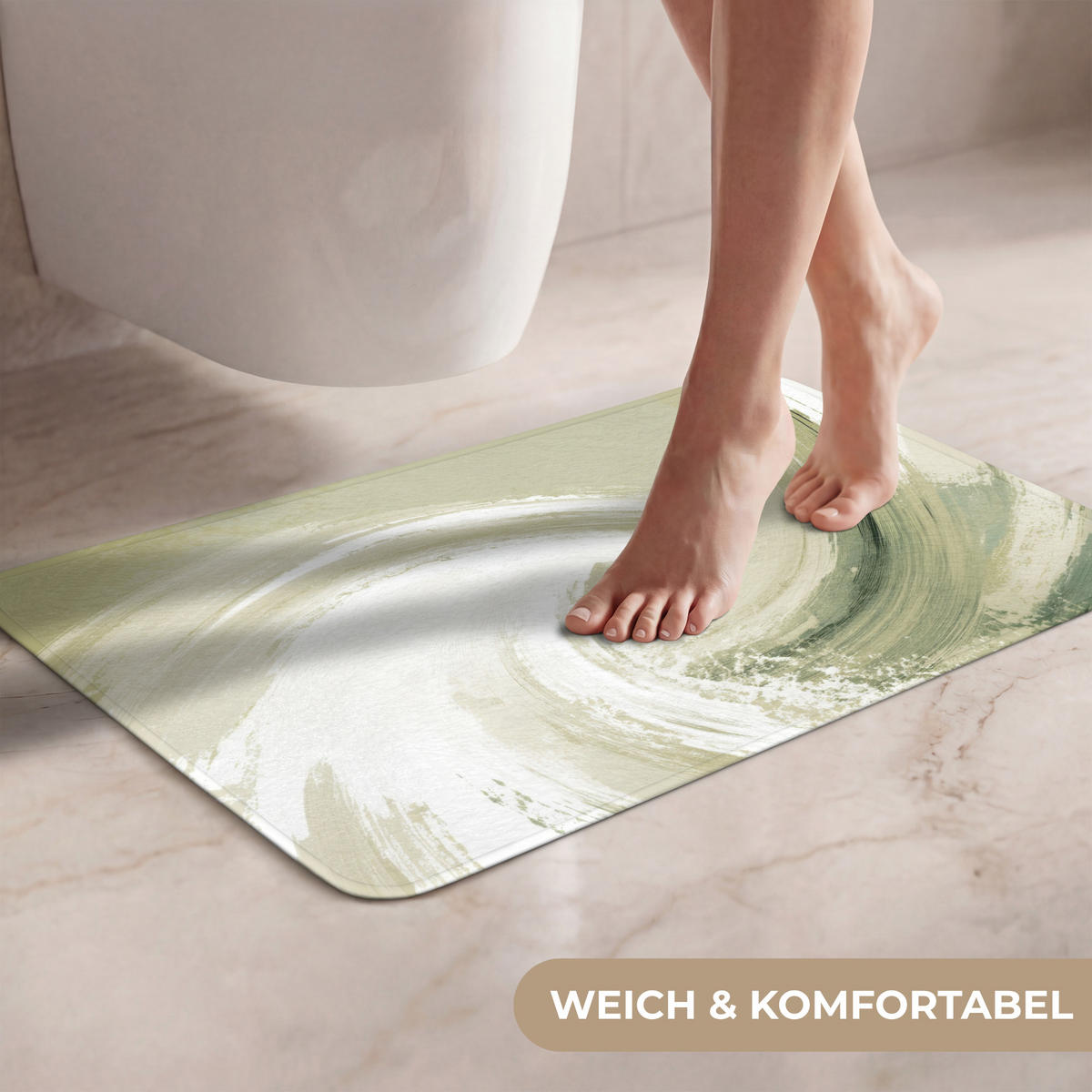 WC PŘEDLOŽKA Abstraktní - Tahy štětcem - Vlny - Zelená 60x40 cm - mátově zelená, textil/plast (60/1cm) - OnlyWow