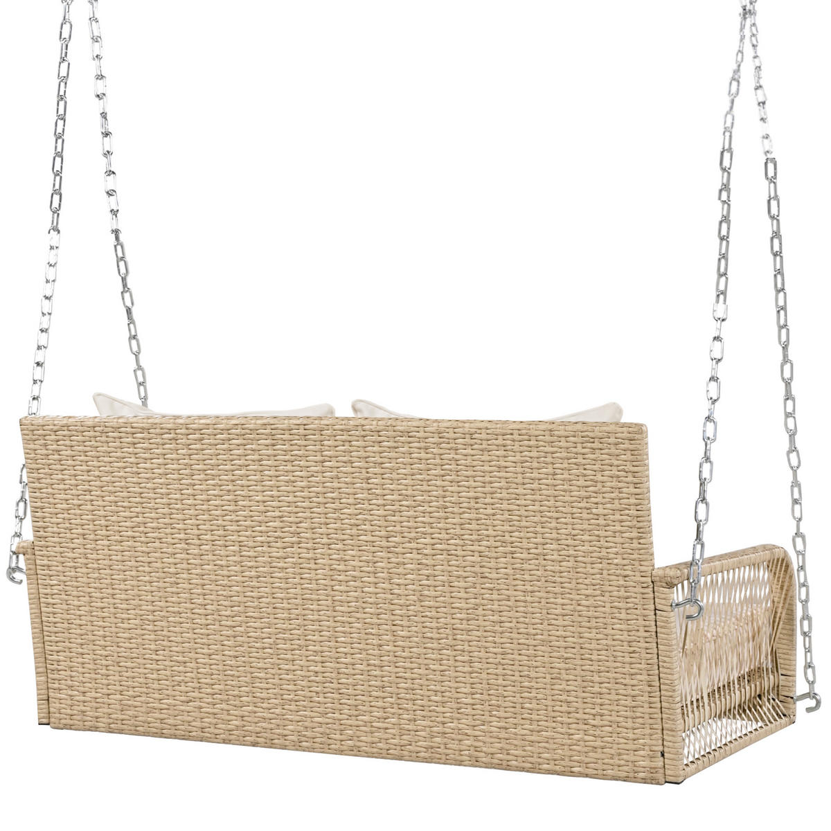 GARTENSCHAUKEL aus Rattan & Metall 113x54x53 cm Beige mit Sitz- & Rückenkissen - Beige, Metall (54/53/113cm) - Modfu