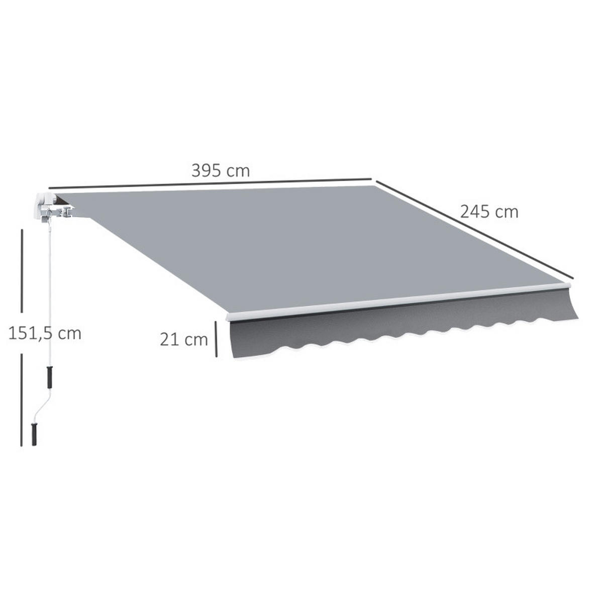 MARKISE 3,95x2,45 m einfahrbar grau weiß - Weiß, Metall (395/350/245cm) - Fortuna Lai