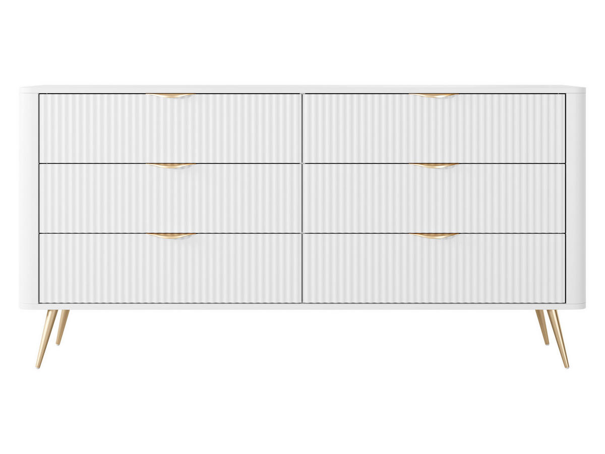 KOMMODE Lante 6S - Goldfarben/Weiß, Holzwerkstoff/Metall (164/82/38cm) - MIRJAN24