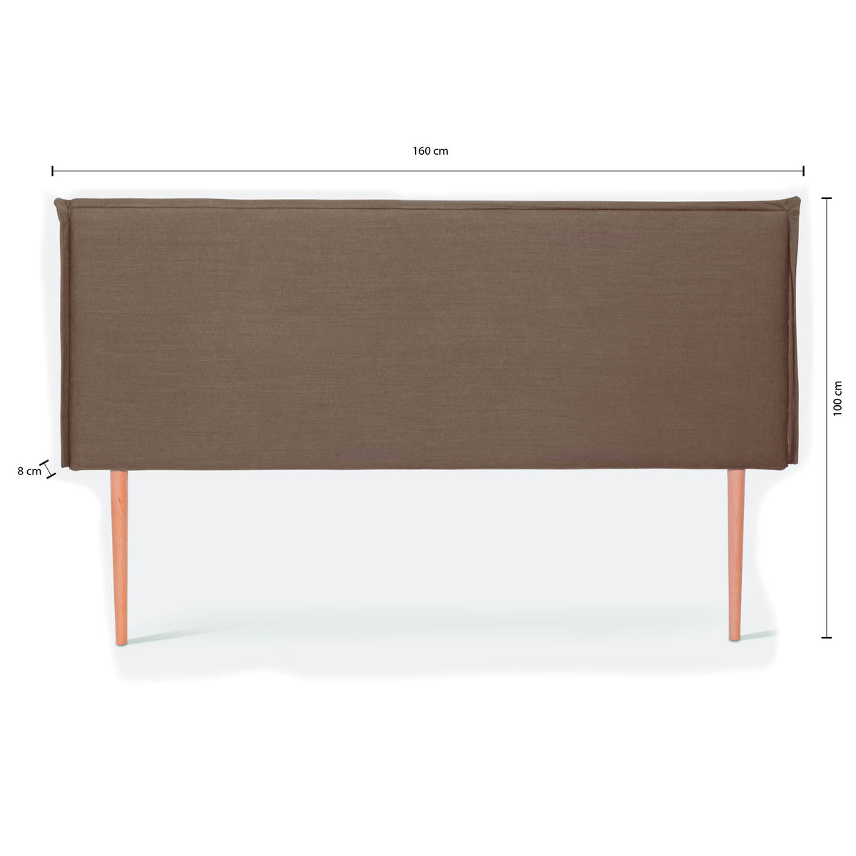 KOPFTEIL Gepolstertes aus 100% Leinenstoff Braun 160/100/8 cm EDMOND - Braun, Textil (160/100/8cm) - RNT By Really Nice Things
