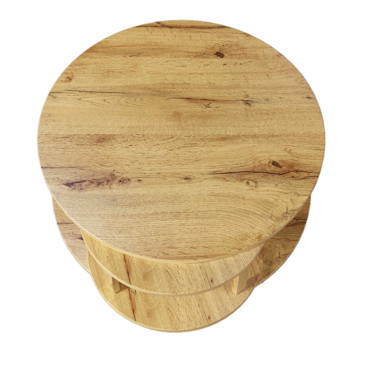 COUCHTISCH aus Spanplatte 85,2x80x45,2 cm Natur mit drehbarem Stauraum und zweistöckiger Tischplatte - Naturfarben, Holzwerkstoff (82.5/80/45.2cm) - Modfu