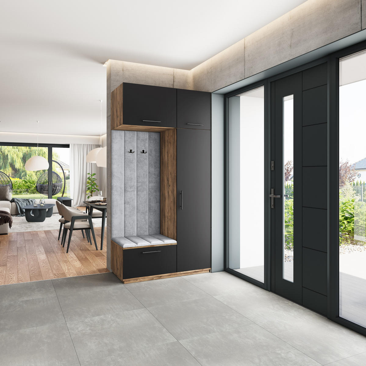 GARDEROBENSCHRANK REMA 120/240/60 cm Modern Eichefarben - Eichefarben/Schwarz, Holzwerkstoff (120/240/60cm) - MASSENO