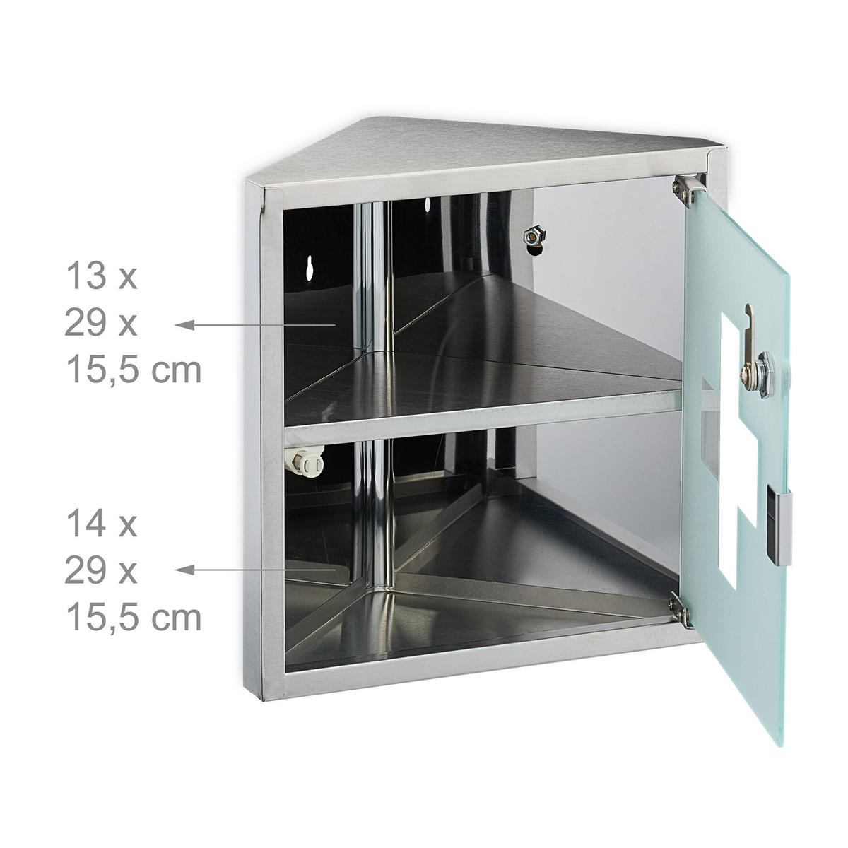 MEDIZINSCHRANK - Silberfarben, Glas/Metall (30/30/17.5cm) - Relaxdays