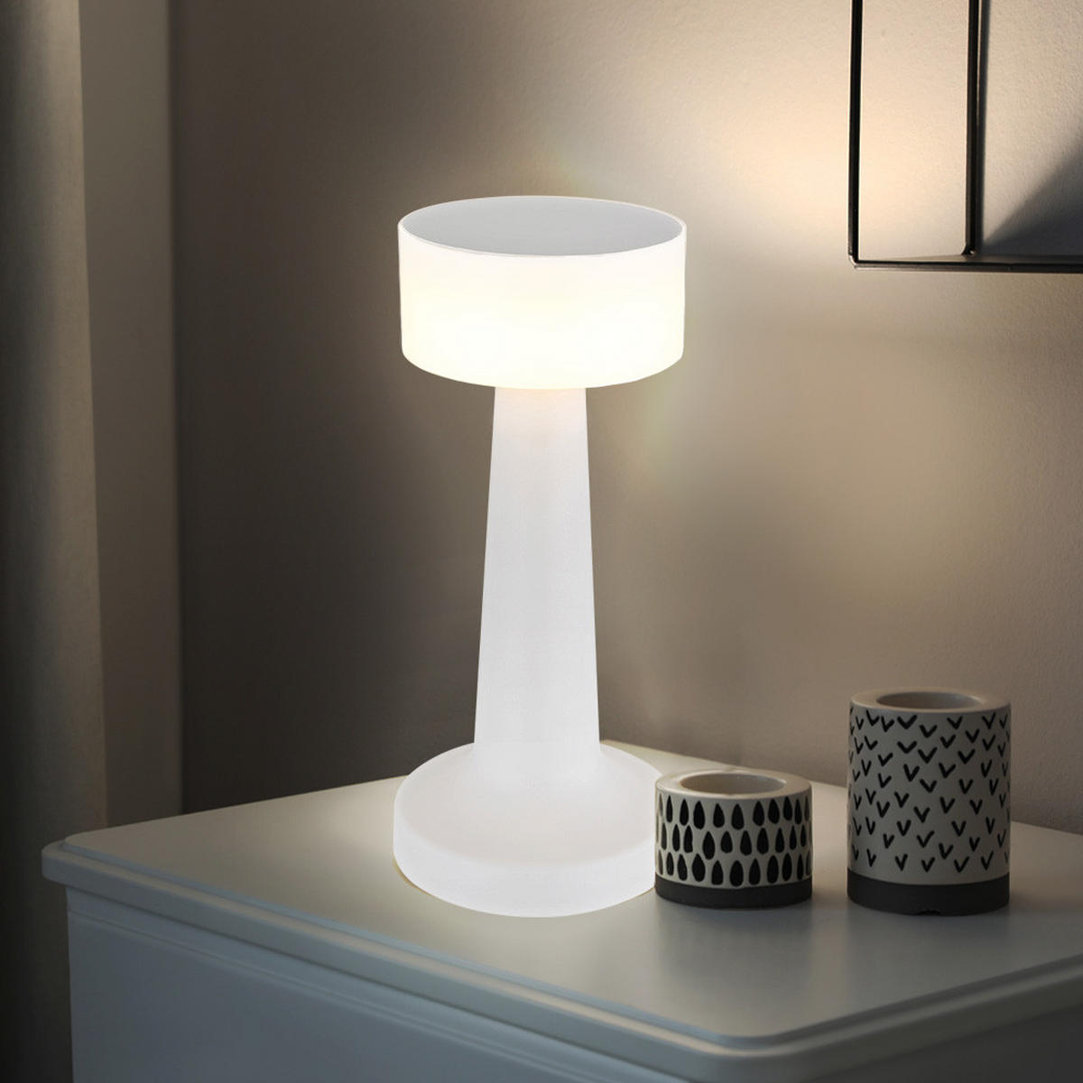 LED TISCHLEUCHTE Opal Weiß - Weiß, Kunststoff (9.5/9.5/21.5cm) - Globo Lighting