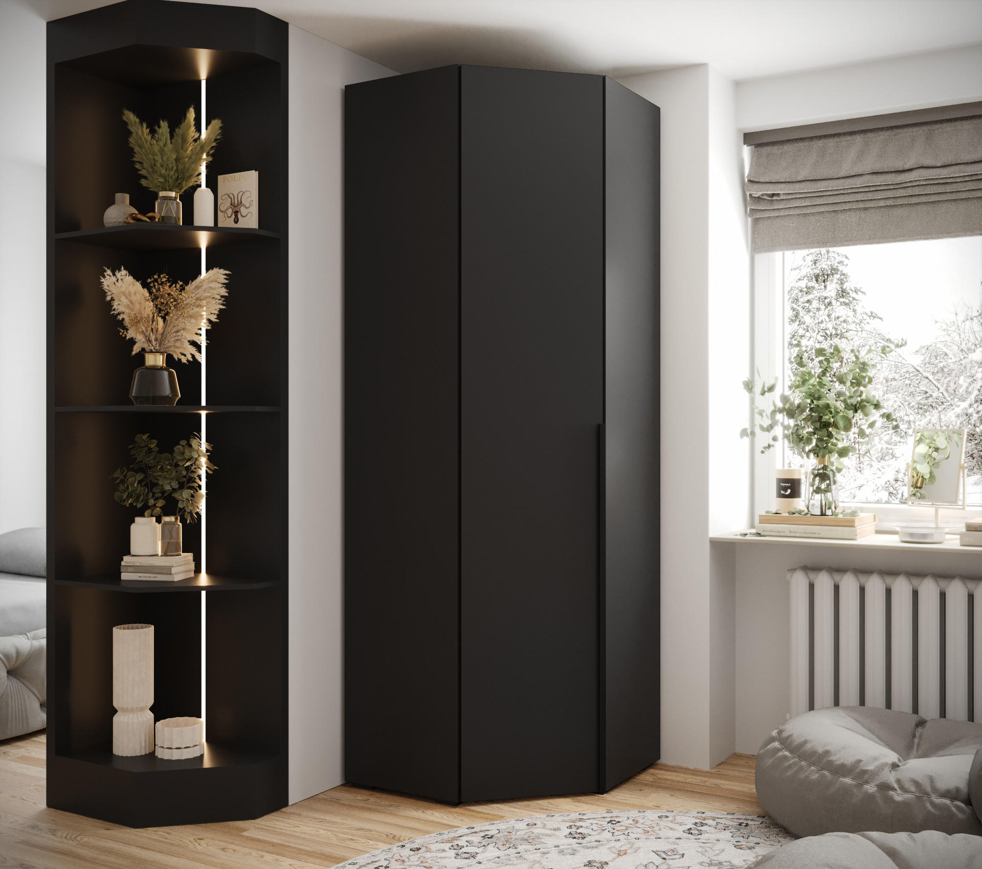 DREHTÜRENSCHRANK 236.7/81.7/81.7 1-türig - Schwarz, Holz/Metall (81.7/236.7/81.7cm) - MÖBEL KRYSPOL