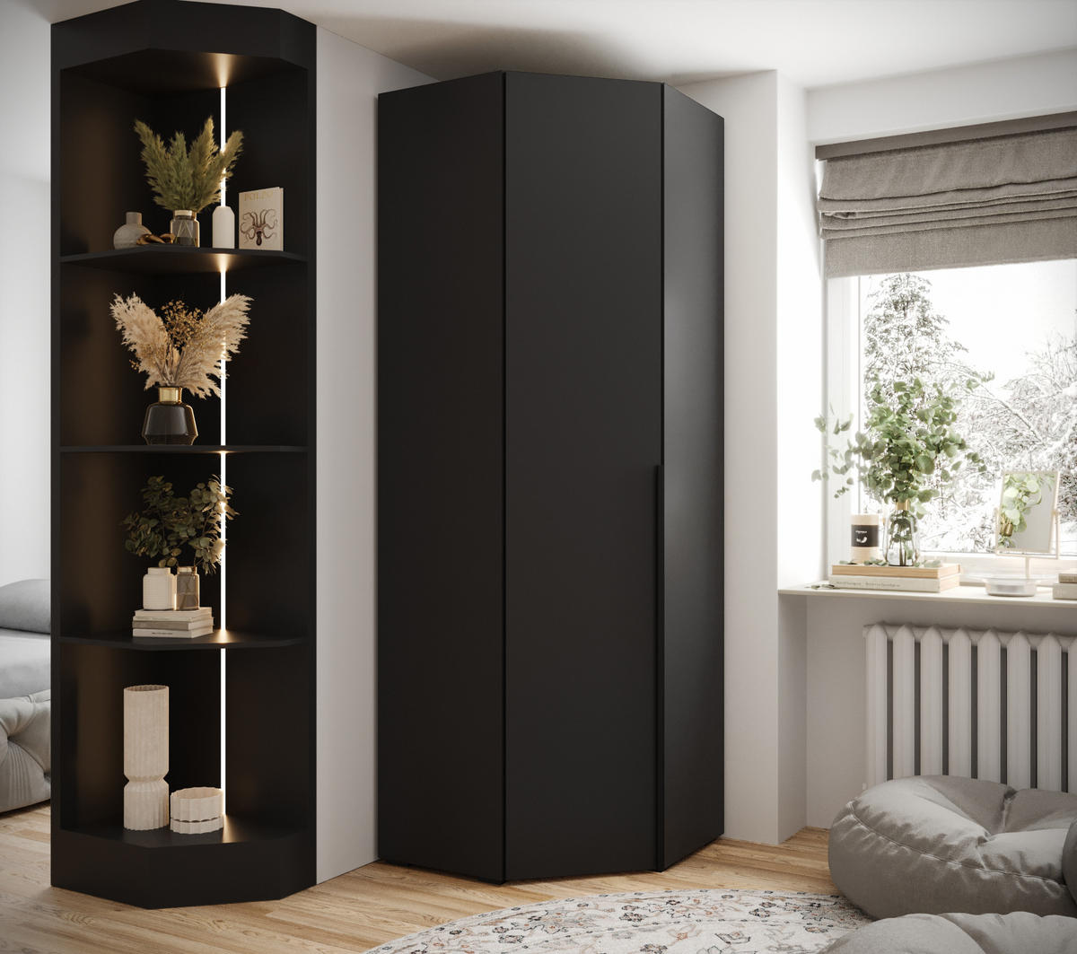 DREHTÜRENSCHRANK 236.7/81.7/81.7 1-türig - Schwarz, Holz/Metall (81.7/236.7/81.7cm) - MÖBEL KRYSPOL