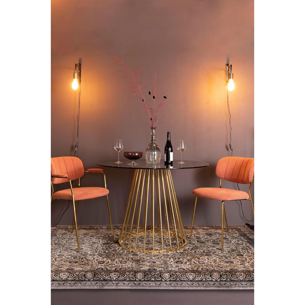 ESSTISCH Floris Rund 110 cm Gold - Goldfarben, Glas (104/104/75cm) - Housecraft Living