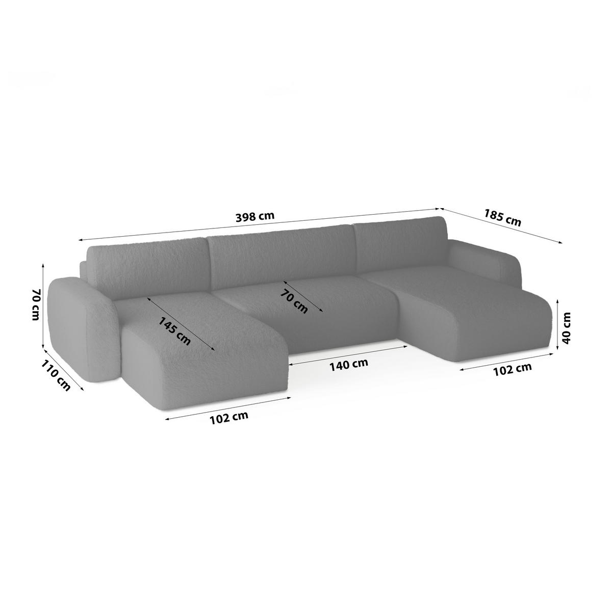WOHNLANDSCHAFT Eckcouch Schwarz VardeU - Schwarz, Textil (185/70/398cm) - Fedve