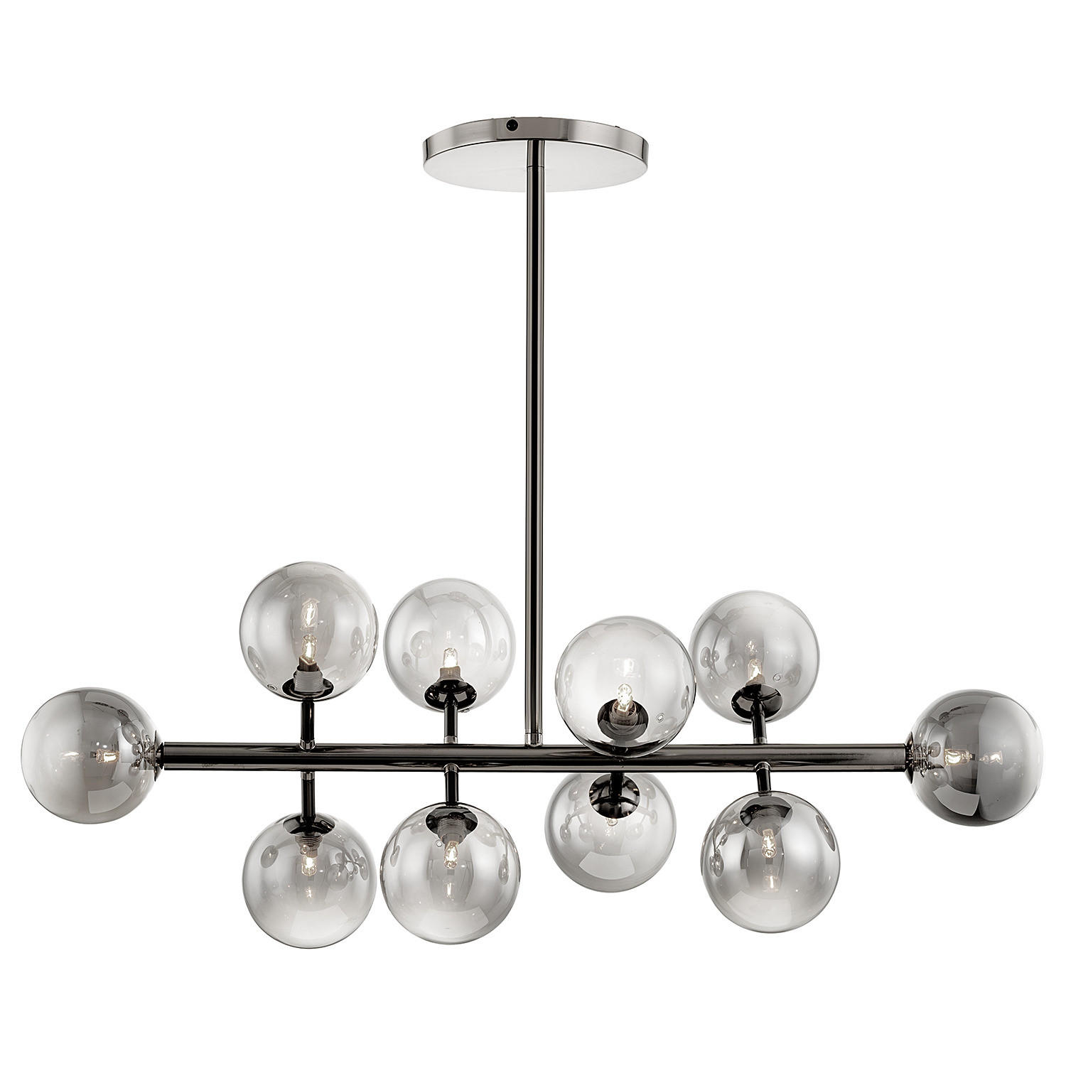DECKENLEUCHTE - Metall - 10-flammig - Grau, Glas/Metall (36/88/70cm) - home24