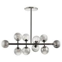 DECKENLEUCHTE - Metall - 10-flammig - Grau, Glas/Metall (36/88/70cm) - home24