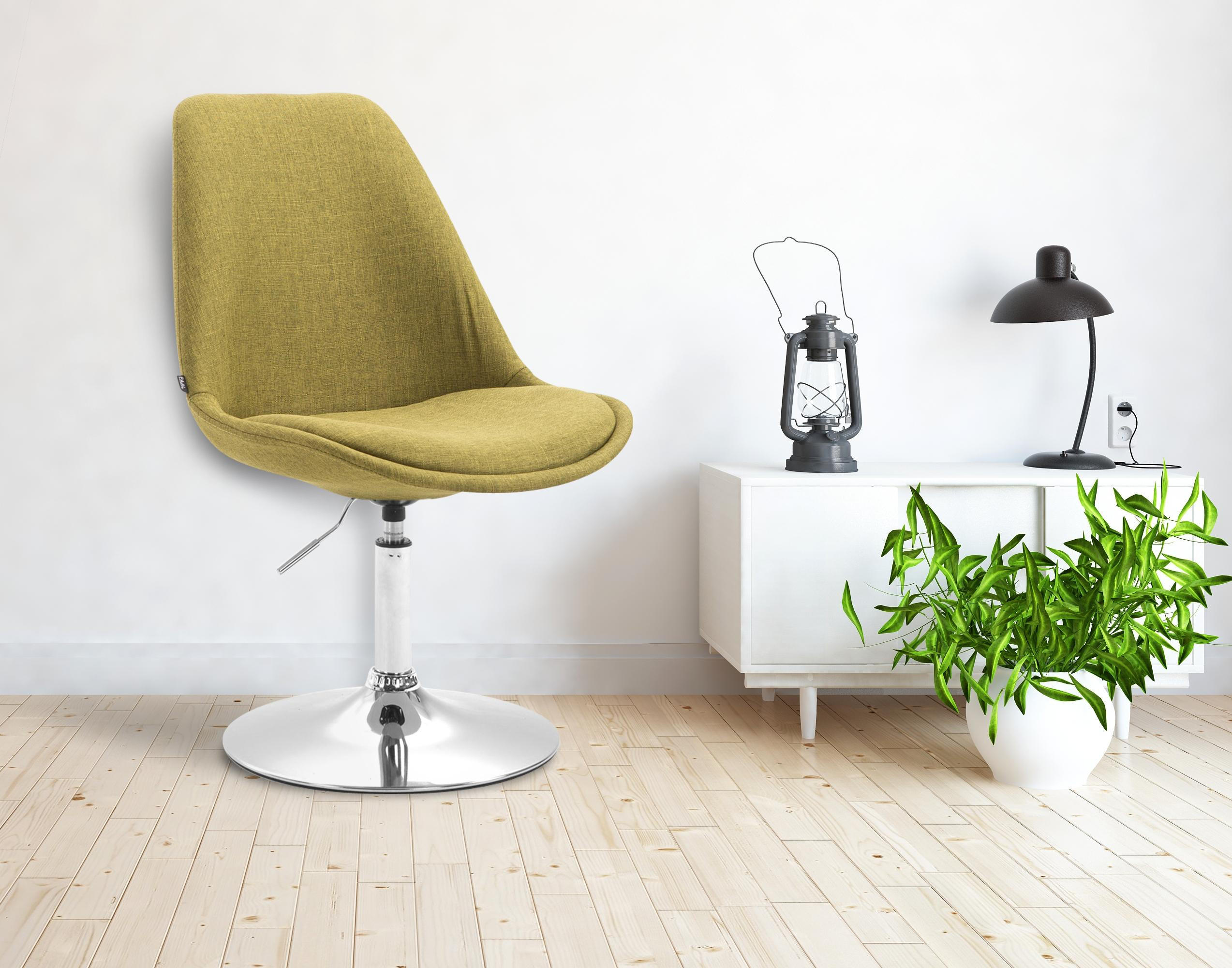 DREHSTUHL Stoff grün - Chromfarben/Grün, Textil/Metall (48/76/57cm) - CLP