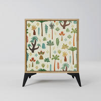 SIDEBOARD PALM SPRING, Eichefarben, 57,5x42x70,5 cm, Schwarze Metall-Sternfüße - Eichefarben/Multicolor, Holzwerkstoff/Metall (57.5/70.5/42cm) - SpaceRebels