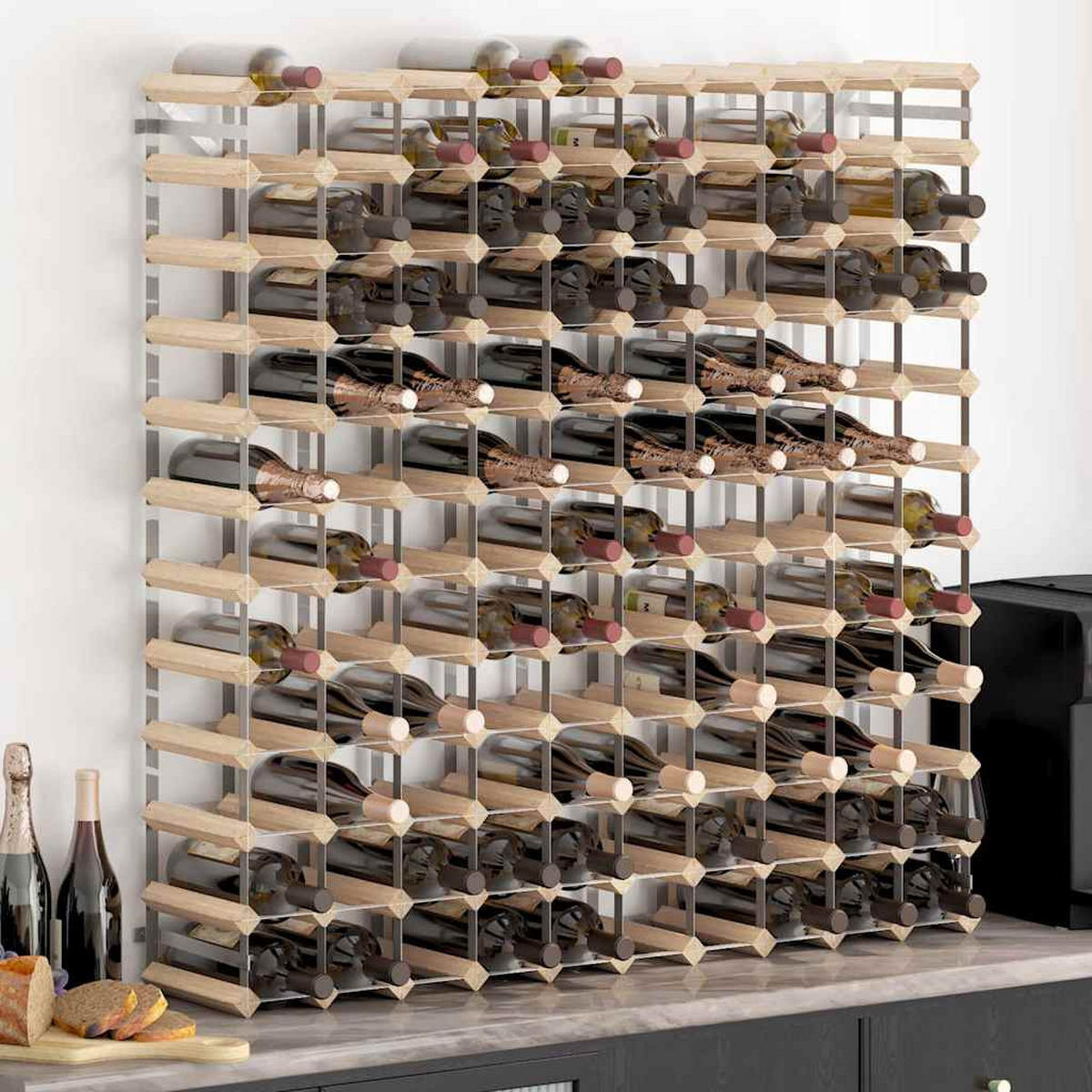 WEINREGAL Für 120 Flaschen Massivholz Kiefer - Braun, Holz (22.5/110/110cm) - vidaXL