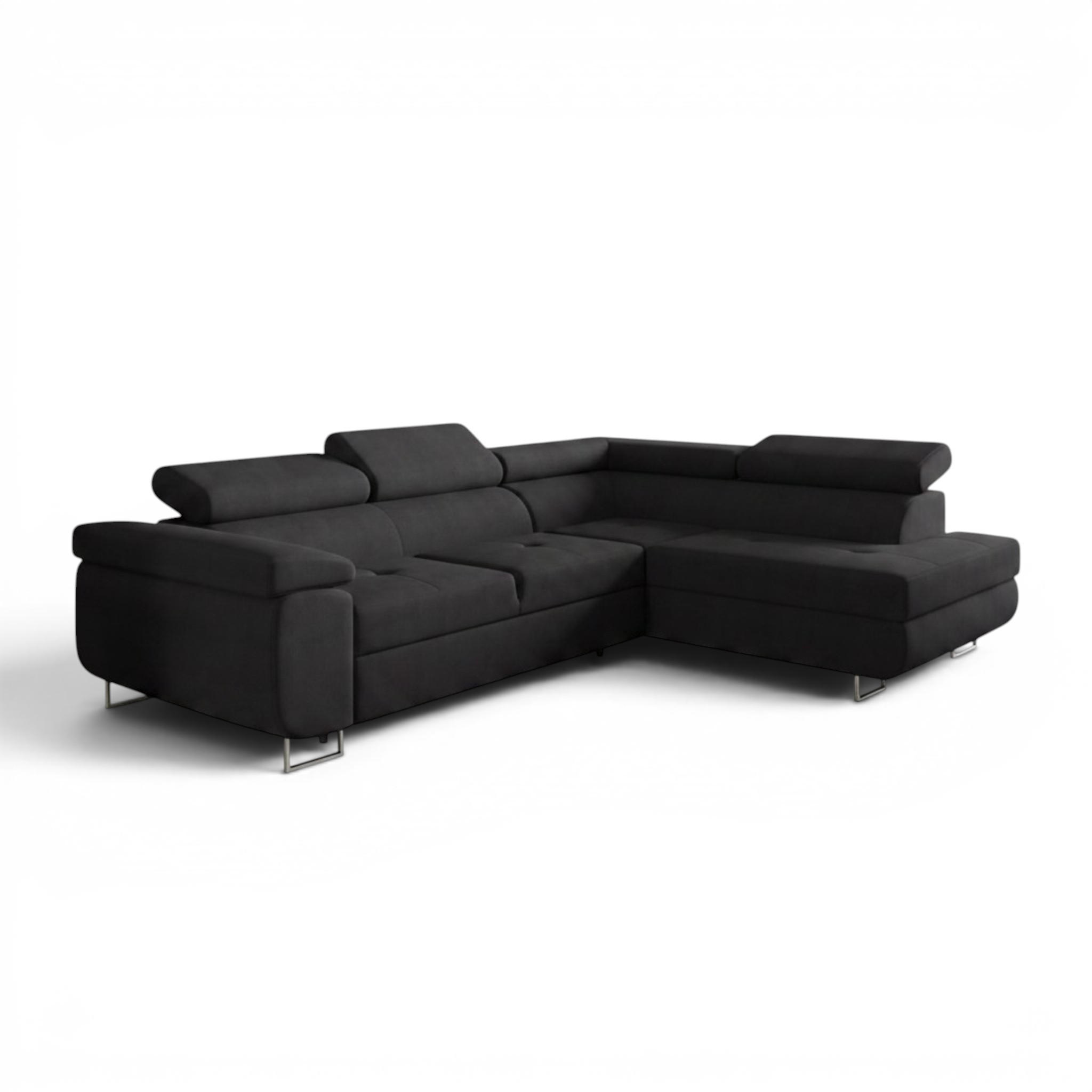 ECKSOFA Jade Mit Schlaffunktion - Schwarz, Holzwerkstoff/Textil (275/202cm) - Fun Möbel