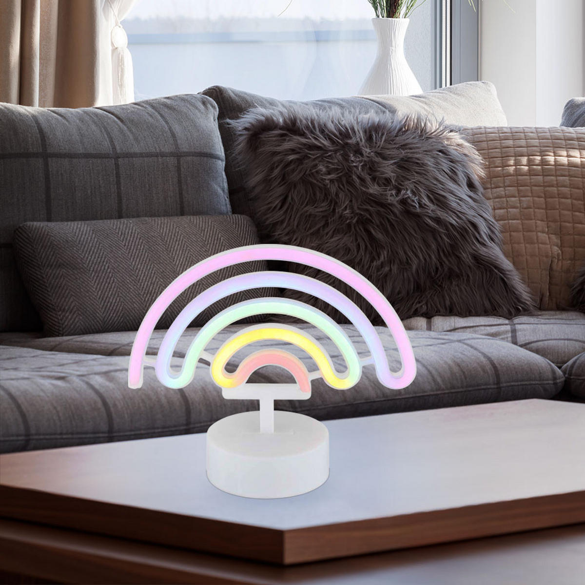 LED TISCHLEUCHTE Pelangi Weiß - Weiß, Kunststoff (22.5/10/19.5cm) - Globo Lighting