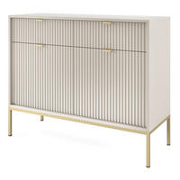 KOMMODE Kioto 104 cm in Kaschmir mit goldenen Beinen und geriffelten Fronten - Kaschmir/Goldfarben, Holzwerkstoff/Metall (104/83/39cm) - Ravio