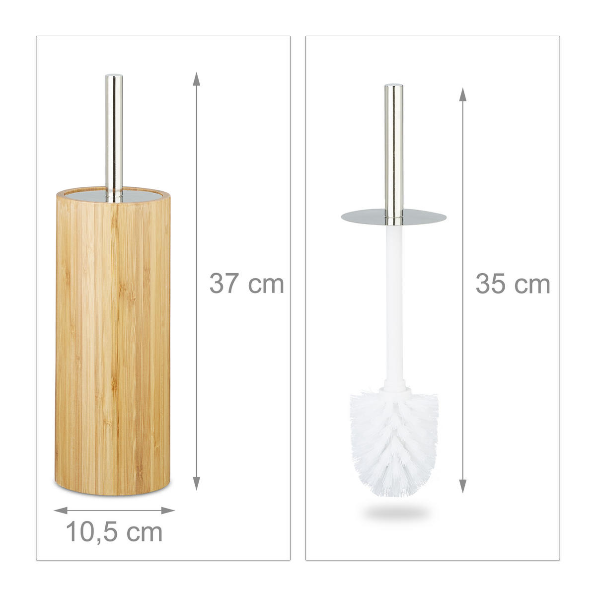 WC-BÜRSTENHALTER - Hellbraun, Holz/Kunststoff (10.5/37.5/10.5cm) - Relaxdays