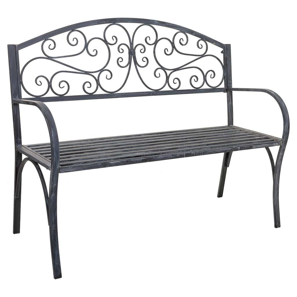 BANK aus Metall, grau, 123x53x91cm - Grau, Metall (153/91/53cm) - Wanderlust