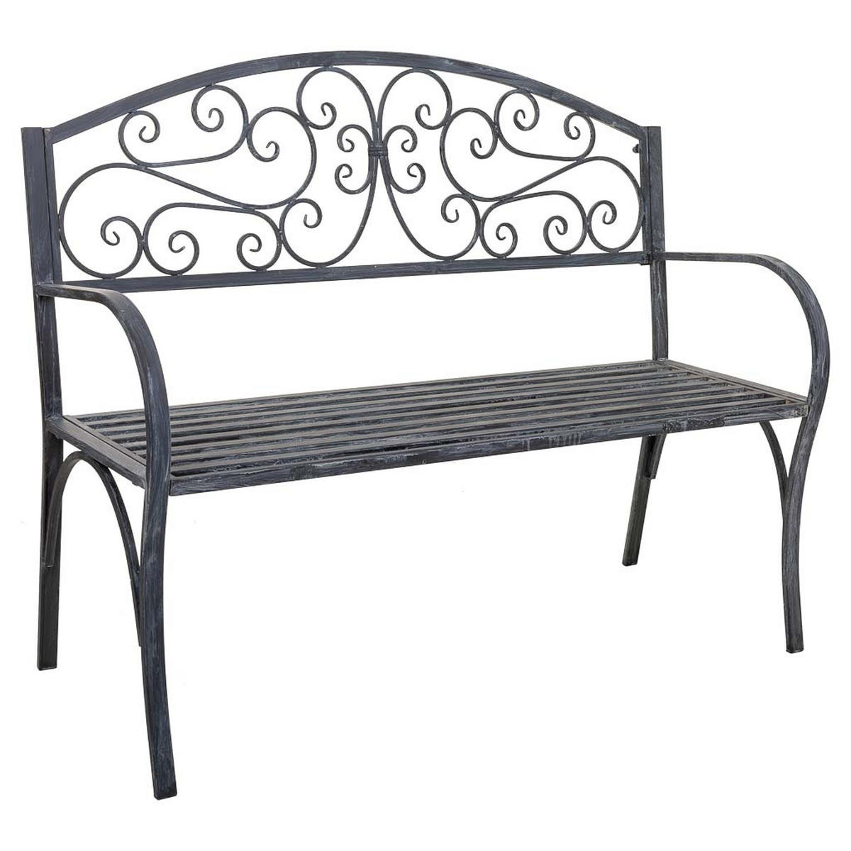 BANK aus Metall, grau, 123x53x91cm - Grau, Metall (153/91/53cm) - Wanderlust