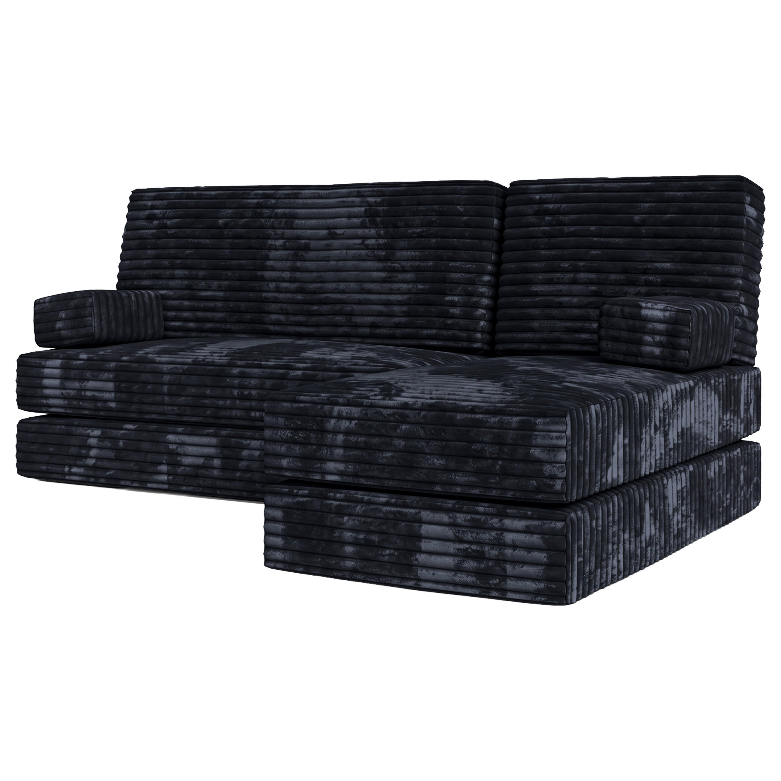 ECKSOFA NOTIA modulares Boneless Sofa mit Schlaffunktion Schwarz Cordstoff - Schwarz, Textil (200/120cm) - MASSENO