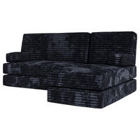 ECKSOFA NOTIA modulares Boneless Sofa mit Schlaffunktion Schwarz Kordstoff - Schwarz, Textil (200/120cm) - MASSENO