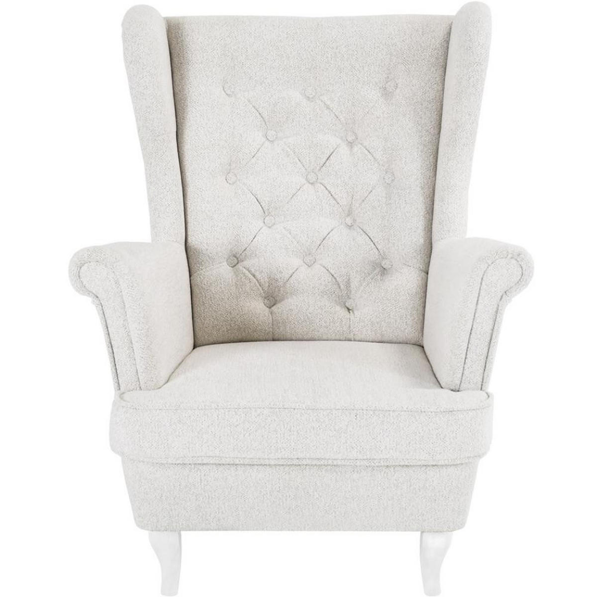 CHESTERFIELD-SESSEL Falco beige mit Weiß Holzbeinen - Beige/Weiß, Holz/Textil (82/102/92cm) - Beautysofa