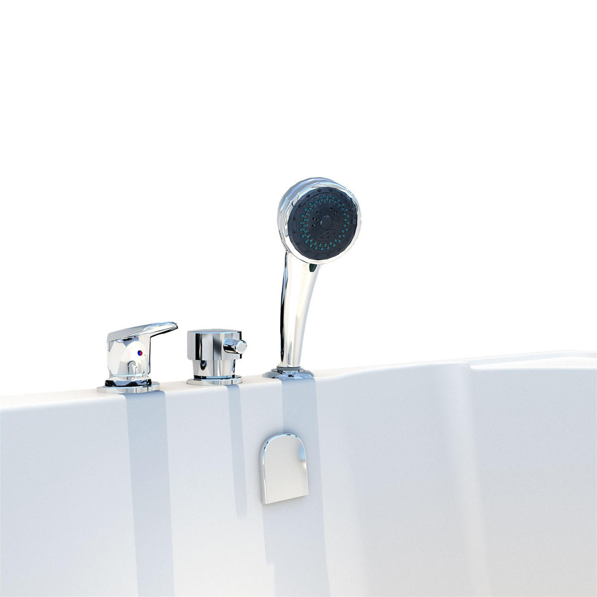 SENIORENDUSCHE Sitzwanne mit Tür S12D-EH-L-EC 170x85cm - Weiß, Glas/Kunststoff (170/85/200cm) - AcquaVapore by Sandra Jentho