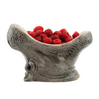 SERVIERSCHÜSSEL Hungry Hippos, Dolomit, Grau, 13.5 x 19 x 14 cm - Grau, Keramik (19/14/13.5cm)