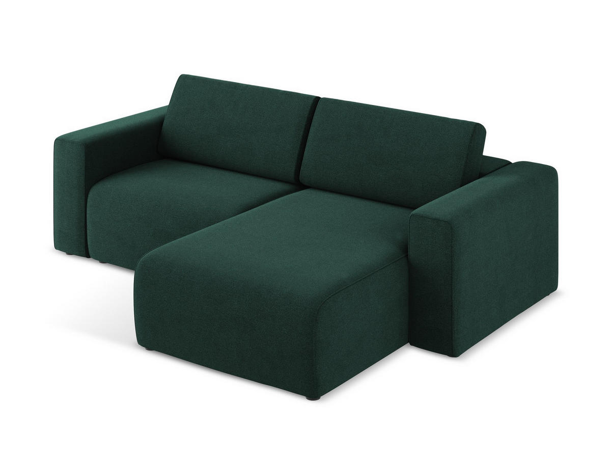 ECKSOFA Rechts Strukturstoff Stoff Grün - Dunkelgrün/Schwarz, Kunststoff/Textil (224/167cm) - Makamii
