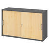 SCHIEBETÜRENSCHRANK - 2 Ordnerhöhen 40/120/74,8 cm in Graphitfarben/Ahornfarben Chromgriff (Metall) - Ahornfarben/Graphitfarben, Holzwerkstoff (120/74.8/40cm) - bümö