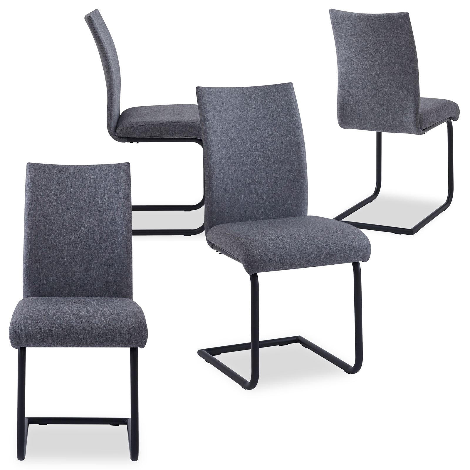 ESSZIMMERSTUHL ALADINO 4er-Set grau/schwarz - Schwarz/Grau, Textil (43/94/56cm) - IDIMEX