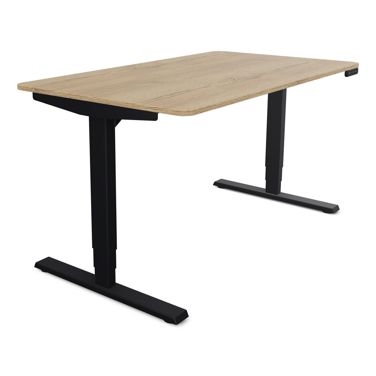 SCHREIBTISCH Elektrisch höhenverstellbarer Schreibtisch Y-Line Curved Eiche Natura Schwarz 120/80/62-127cm - Schwarz/Eiche Artisan, Holzwerkstoff/Metall (80/120/127cm) - ASSMANN