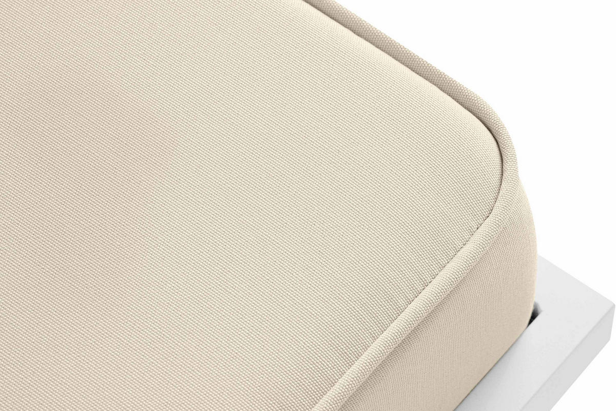 GARTENLOUNGE-HOCKER TRIGLO auf Metallfüßen, Modern, Weiß/Cremeweiß - Creme/Weiß, Textil/Metall (69/44/54cm) - KONSIMO®