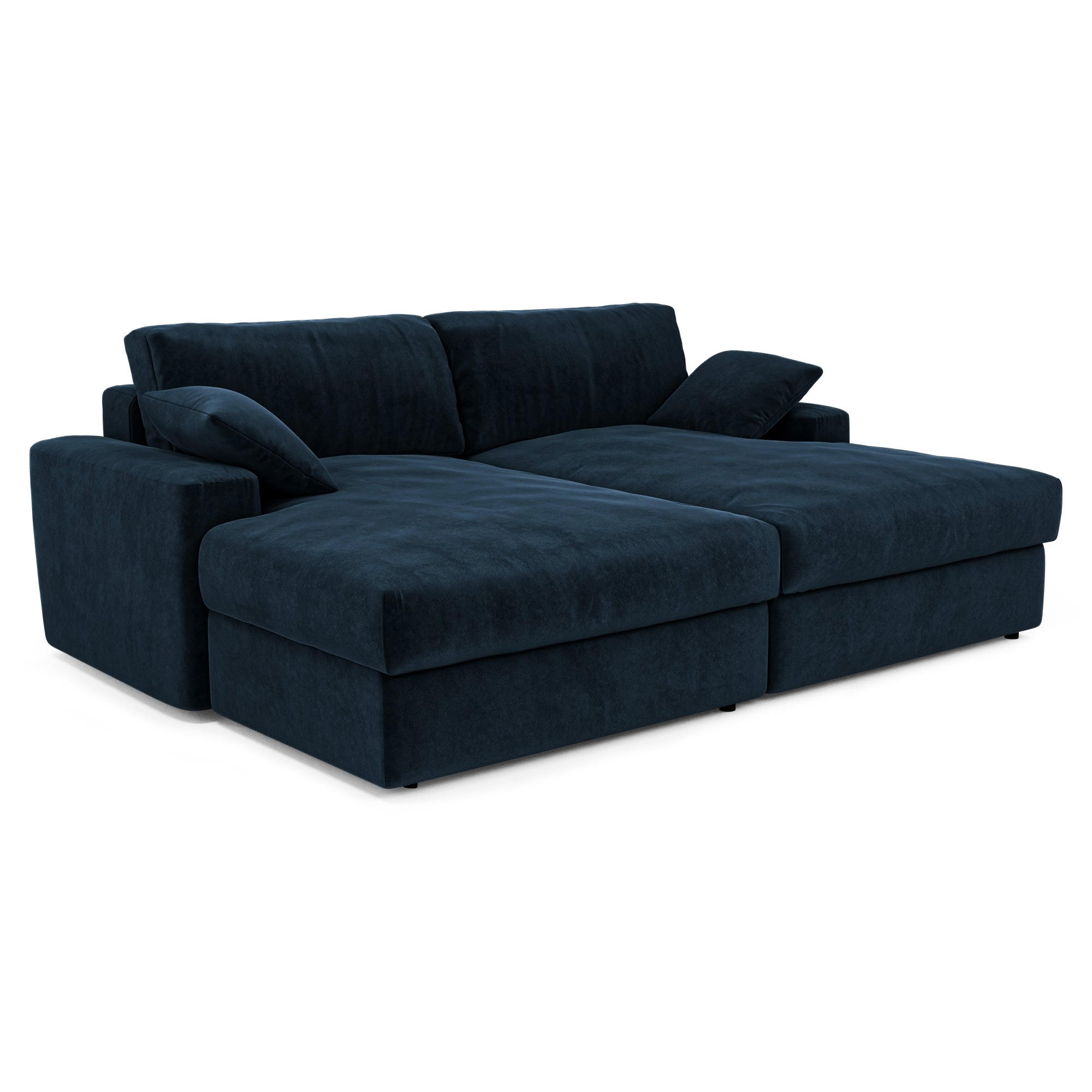 SOFA PLUM Samt Mitternachtsblau 260cm - Blau/Dunkelblau, Textil (260/83/155cm) - Premium Interiors
