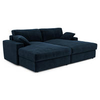 SOFA PLUM Samt Mitternachtsblau 260cm - Blau/Dunkelblau, Textil (260/83/155cm) - Premium Interiors