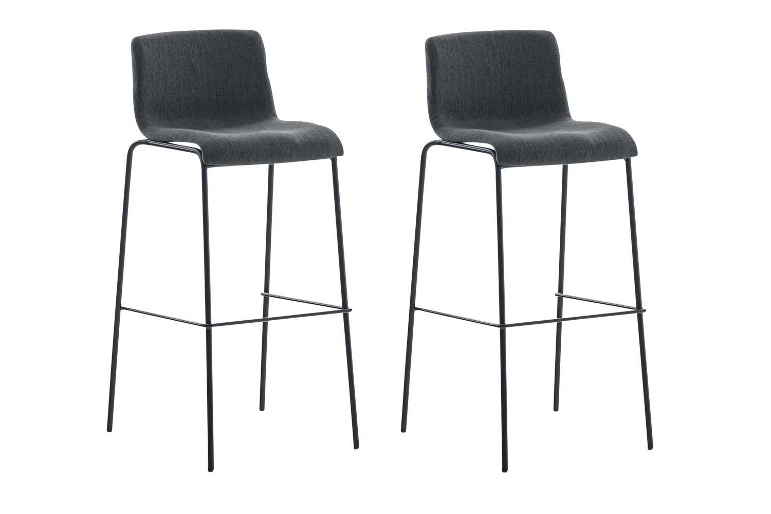 BARHOCKER 2er Set Stoff dunkelgrau - Dunkelgrau/Schwarz, Textil/Metall (43/100/48cm) - CLP