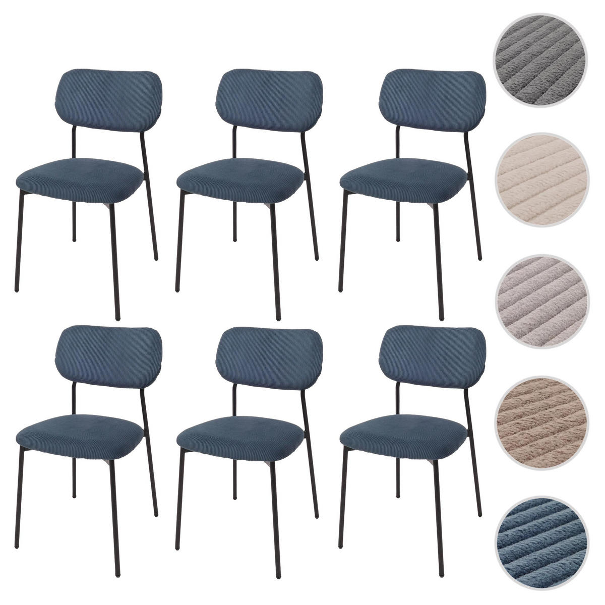 ESSZIMMERSTUHL Blau 6er-Set - Blau, Textil (44/83/52cm) - MCW