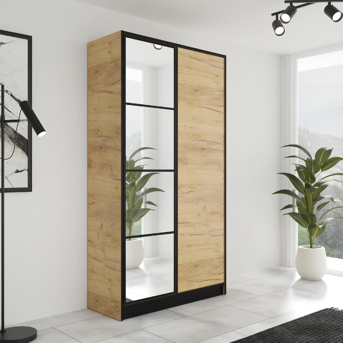 KLEIDERSCHRANK EDEN 2-Türen v1 - 105x205x39 cm - Eiche Craft Gold - Honigeiche, Holzwerkstoff (105/205/39cm) - Kier Furniture