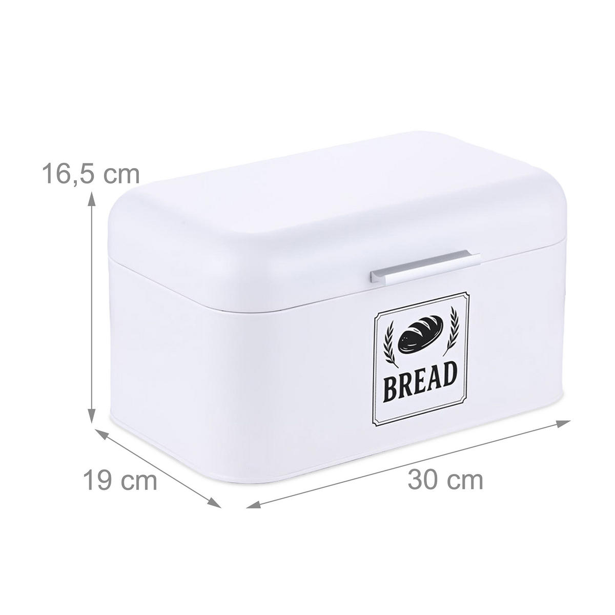 BROTKASTEN - Weiß, Metall (30/16.5/19cm) - Relaxdays
