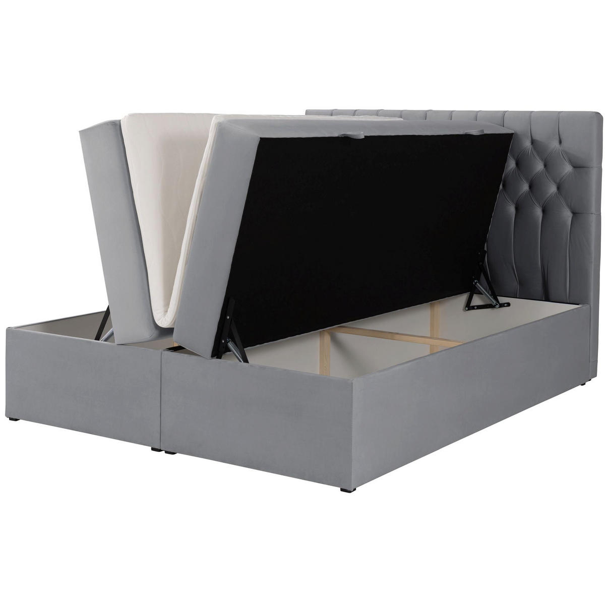 BOXBETT Daissy Grau Samt 180x200 cm - Grau, Textil (180/200cm) - Selsey