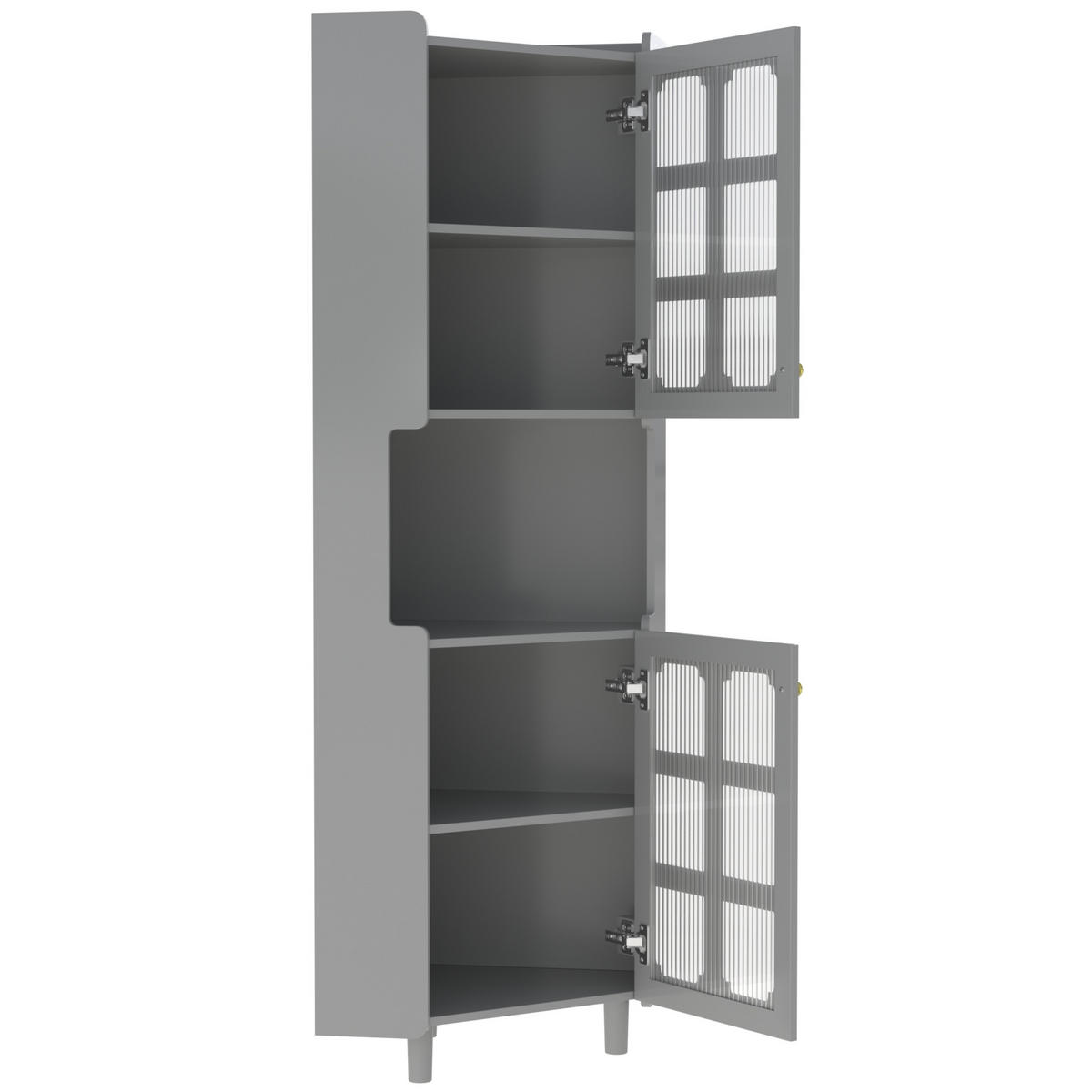 LED-ECKSPEICHERSCHRANK 63.5x17x157.5 cm Grau aus Spanplatte mit App-LED & 3-Zonen-Storage - Grau, Holzwerkstoff (63.5/157.5/17cm) - Modfu