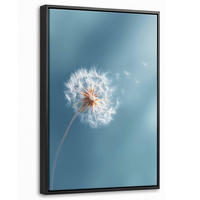 LEINWAND Bilder mit Rahmen - Löwenzahn - Wind - Blau - 40x60 - Blaugrau, Textil (40/60cm) - MuchoWow