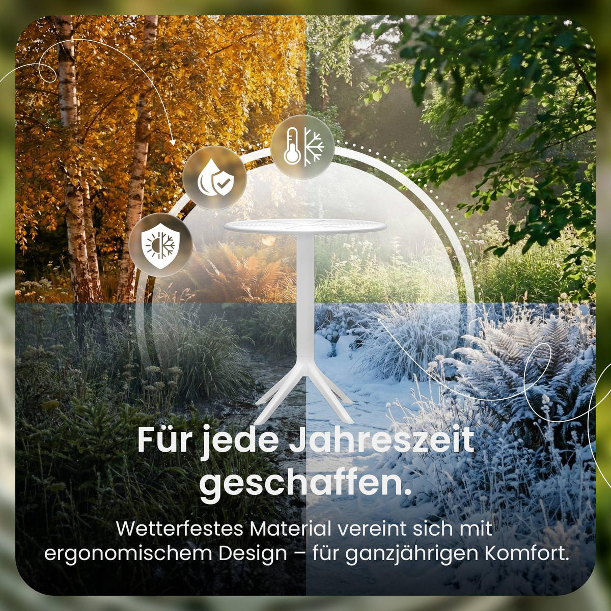 GARTENTISCH rund Kunststoff Weiß - Weiß, Kunststoff (60/60/76cm) - CLP