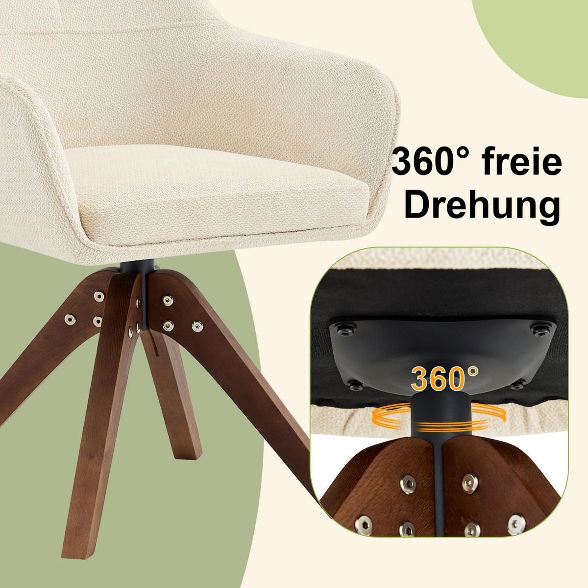 ARMLEHNSTUHL-SET DE-36640 2 Stück mit Stoffbezug und Massivholzbeinen Walnussfarben - Walnussfarben, Holz (46/82/58cm) - ComfortXL