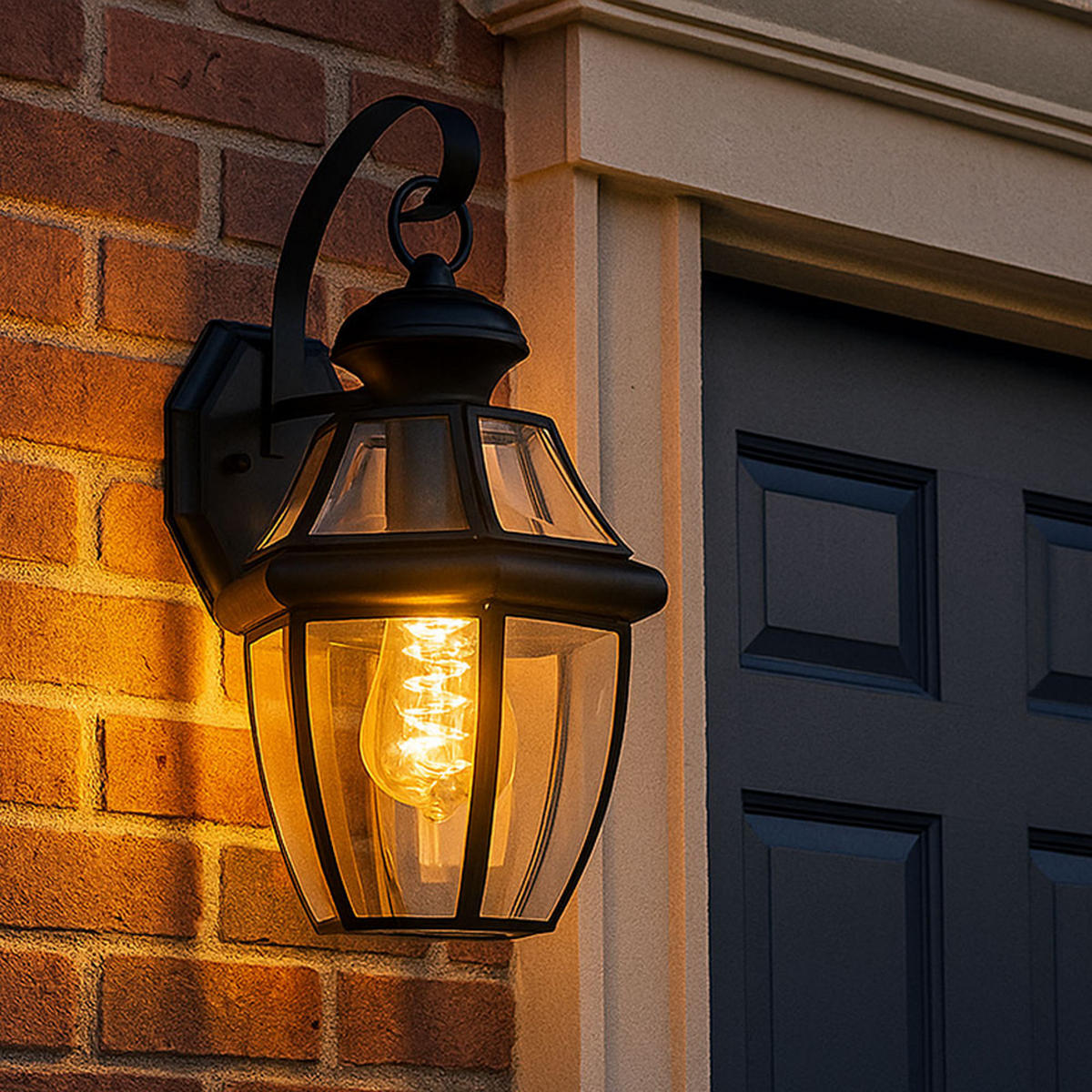 AUSSENLEUCHTE Laterne Stahl Glas Schwarz Matt - Schwarz, Glas (21/19.7/35.9cm)