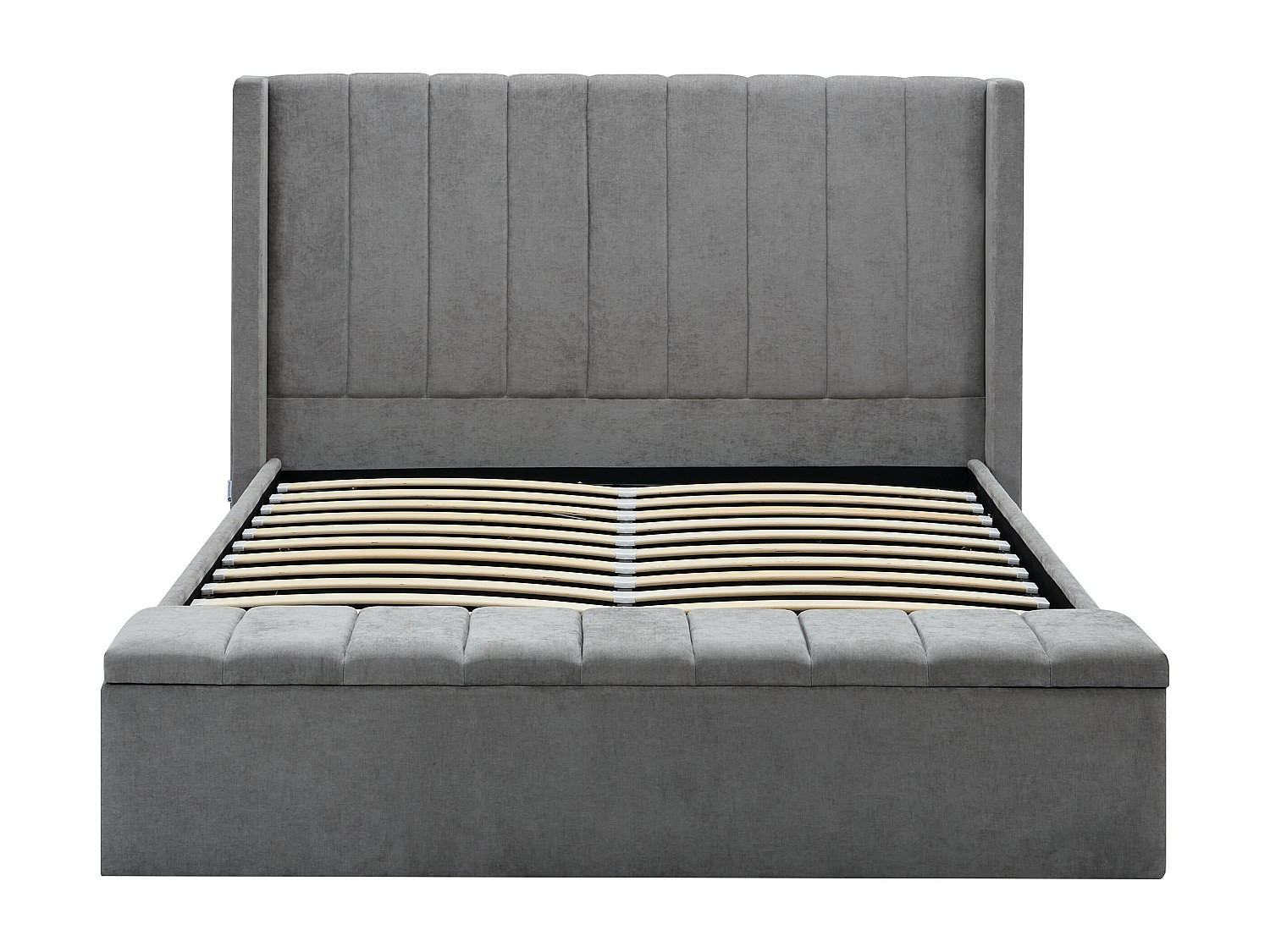 BETT mit Bettkasten - 2 Personen - Stoff - Grau - - Grau, Textil (180/200cm) - Vente-Unique